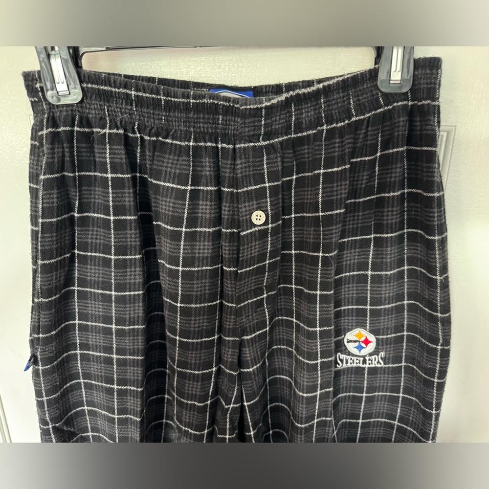 Pittsburgh Steelers NFL Sleepwear Lounge Pants Black Gray White Plaid Flannel M